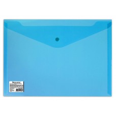 Конверт с кнопкой 0,18мм А4 прозрачная синяя BRAUBERG  224813
