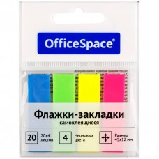 Блок клей. Закладки 45*12мм, 20л.*4 неоновых цвета, PM_54064 OfficeSpace