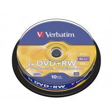Диск DVD+RW 4,7Gb 4х Cake (10) 43488 Verbatim