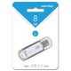 Флэш-диск Smart Buy "V-Cut"   8GB, USB2.0 Flash Drive, серебр (металл.корпус) SB8GBVC-S