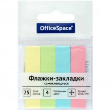Блок клей. Закладки 50*12мм, 25л*4 пастел цвета, SN25_21801 OfficeSpace