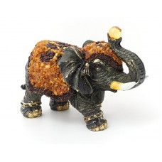 Керамическая статуэтка украшенная натуральным янтарём "Слон" 13*18*8 см