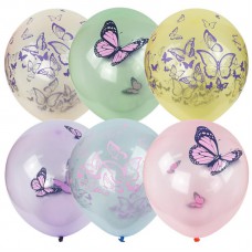 Воздушные шары,   М12/30см, ПатиБум "Кристалл Bubble. Бабочки"