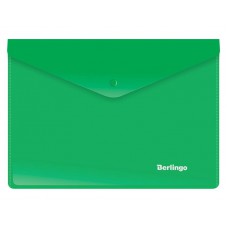 Папка конверт на кнопке А5+ зелен 180мкр  Berlingo,  OBk_05004