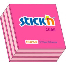 Блок клей.  51*51, 250л., розовый / малиновый ( неон+пастель), STICK'N, HOPAX.  -21338