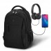 Рюкзак BRAUBERG URBAN универсалный с отд. для ноутбука, USB-порт, Energy, черный, 44х31х14 см,270805