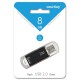 Флэш-диск Smart Buy "V-Cut"   8GB, USB2.0 Flash Drive, черный (металл.корпус) SB8GBVC-K