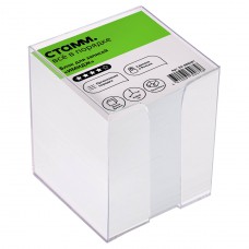 Блок бумажный 8*8*8см, пластиковый бокс, белый СТАММ БЗ-888301