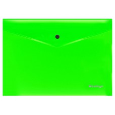 Папка конверт на кнопке А4 200мкр "Neon" зелен прозр EFb_A4392 Berlingo