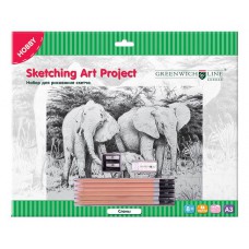 Набор для рисования скетча Greenwich Line "Слоны", A3,  SK_14612