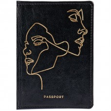 Обложка для паспорта OfficeSpace "Life line", кожзам гладкий, черный, тиснение фольгой 311103