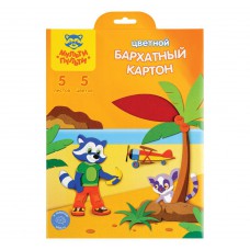 Картон цветной барх. А4 5л 5цв Мульти-Пульти "Приключения Енота", КБ5А4_16870