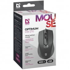 Мышь Defender Optimum MB-270, USB, черный, провод 3btn+Roll 52270