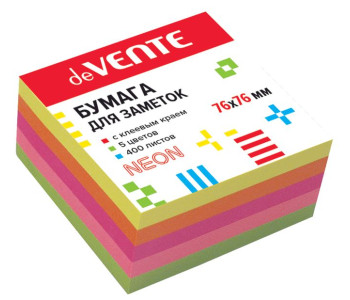 Блок клей. 75x75 400л неон 5цв. 2010342 deVente