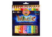 Набор цветных пастельных трехгранных карандашей Magic, 12цв+блендер 3408 Koh-I-Noor
