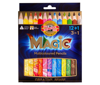 Набор цветных пастельных трехгранных карандашей Magic, 12цв+блендер 3408 Koh-I-Noor
