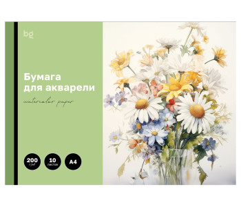 Папка для аквар. 10л А4 BG "Полевые цветы", 200г/м2 БА10А4_60214