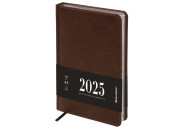 Ежедневник датир  2025 А5 138х213мм BRAUBERG Impression, под кожу, коричневый, 115921