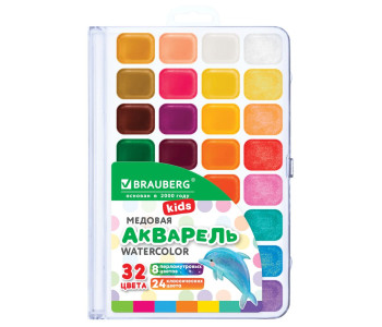 Краска аквар. 32цв BRAUBERG KIDS NEW пласт.уп. 192799