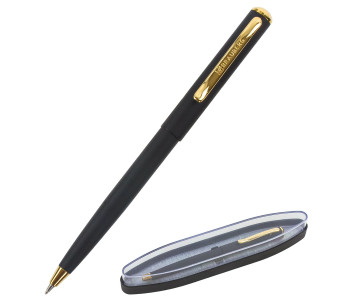 Ручка подарочная шариковая BRAUBERG Maestro, СИНЯЯ, корпус черный с золот., линия 0,5мм, 143470