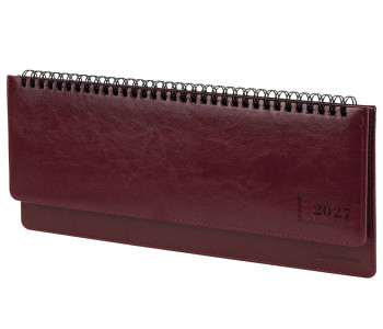 Планинг датированный 2027 305х140мм BRAUBERG Imperial, под кожу, бордовый, 118197