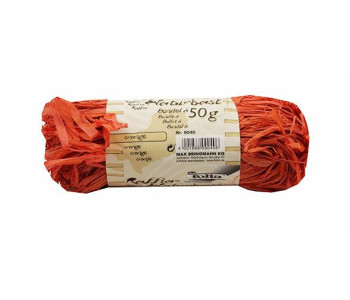 Рафия  натуральная, оранжевый, моток 50г 9040 Folia