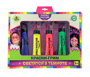 Краски для грима 4 цвета, светятся в темноте 800-41765 Фабрика фантазий