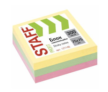 Блок клей. 75*75, 300л., 3 цвета STAFF 127146