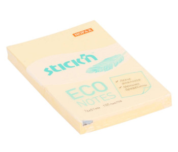 Блок клей. 51х76 100л паст.желт.Stick'n Eco 60г/м2 21741 Hopax 12/144 412350
