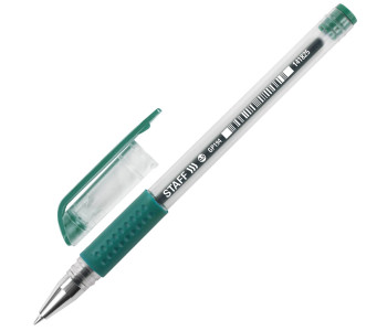 Ручка гелевая 0,5мм линия 0,35 мм грипп  черная STAFF EVERYDAY GP-192  141823