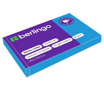 Блок клей. 50*75мм, 80л, синий неон .Berlingo Ultra Sticky LSn_39412