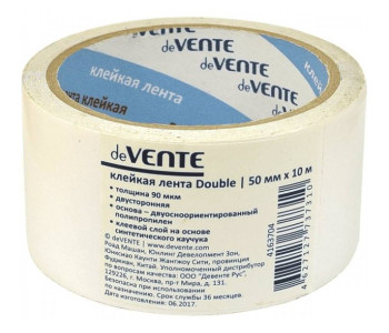 Скотч двуст. 50х10 90мкм полипроп.основа 6/72 4163704 deVente