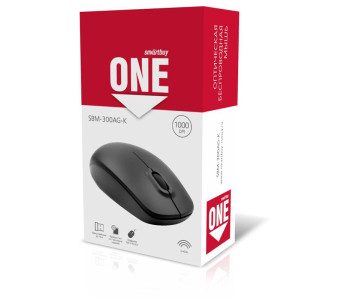 Мышь беспроводная Smartbuy ONE 300AG-K, USB, черная, 2btn+Roll SBM-300AG-K