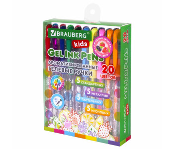 Ручка гелевая Набор 20цв 0,5мм 143824 АРОМАТИЗИРОВАННЫЕ, BRAUBERG KIDS