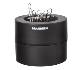 Скрепочница магнитная, BRAUBERG с 30 скрепками, большой бочонок, черная, 225191 Скрепочница магнитная, BRAUBERG с 30 скрепками, большой бочонок, черная, 225191