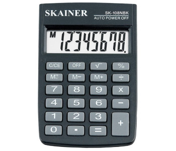 Калькулятор 08-разр. Skainer 58*88*10мм, черный, SK-108NBK