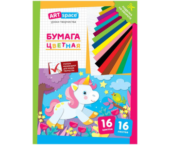 Бумага цветная А4 16л 16цв газет."Единорог" Нб16-16г_28776