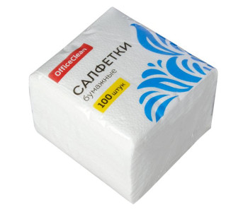 Салфетки бумажные OfficeClean, 1 слойн., 23*23см, белые, 100шт. 234359/В / 371824