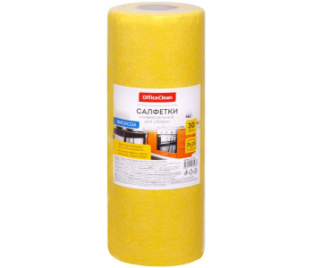 Салфетки для уборки OfficeClean, 25*25, вискоза, желтые, 30шт., в рулоне 287978