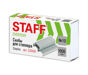 Скобы д/степлера №10 карт. 220428 STAFF