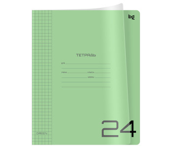 Тетрадь 24л А5 кл. "Однотонный. Зеленый", пластик обл. Т5ск24_пл 08957 BG