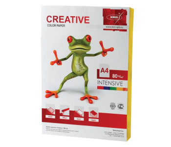 Бумага CREATIVE color (Креатив) А4, 80г/м, 100 л. интенсив желтая, БИpr-100ж, ш/к 45216 110505