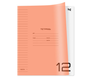 Тетрадь 12л А5 лин. "UniTone. Neon", пластик обл, неон оранж Т5ск12_пл 06111   BG