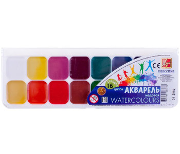 Краска аквар. 16цв Классика пласт.уп. 19С1290-08 Луч