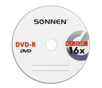 Диски DVD-R SONNEN 4,7Gb 16x Bulk 512574