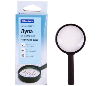 Лупа канцелярская, диаметр 40 мм, увел. 4,  MGF40_1533/178894 Спейс
