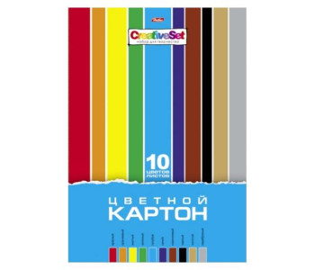 Картон цветной А4 10л 10цв 10Кц4_05809 Хатбер
