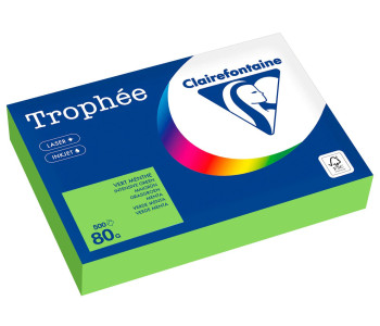 Бумага цветная CLAIREFONTAINE, А4, 80 г/м2, 500 л. ярко-зеленый, Франция, 1875C