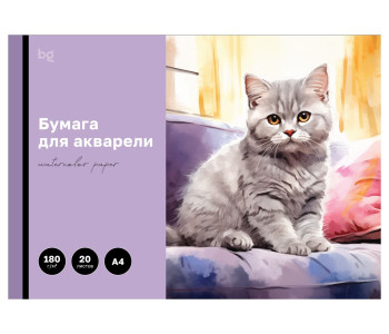 Папка для аквар. 20л А4 BG "Котенок", 180г/м2 БА20А4_60208