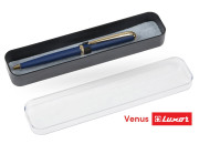 Ручка шариковая Luxor "Venus" синяя, 0,7мм, корпус синий/золото, кнопочный механизм, 1647